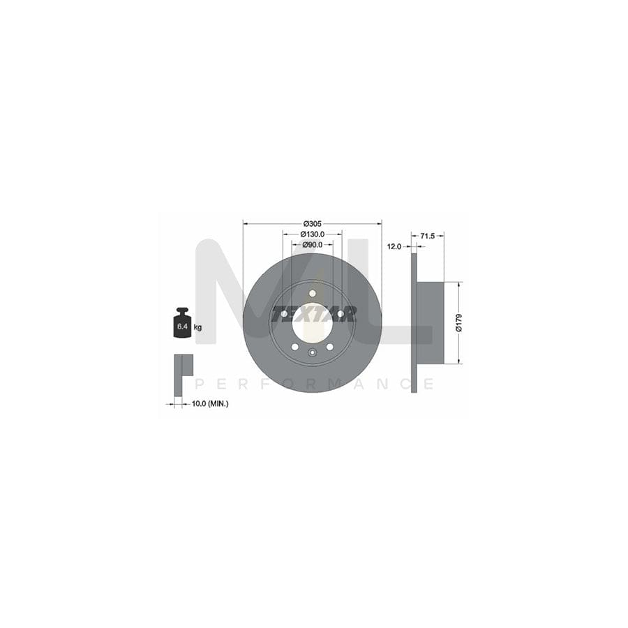 TEXTAR 92228700 Brake Disc Solid, without wheel hub, without wheel studs | Performance Parts Direct Car Parts