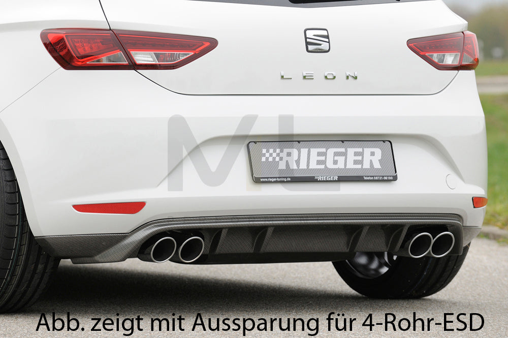 Rieger 00099247 SEAT 5F Leon Rear Diffuser for Twin Tailpipe Left - Carbon-Look