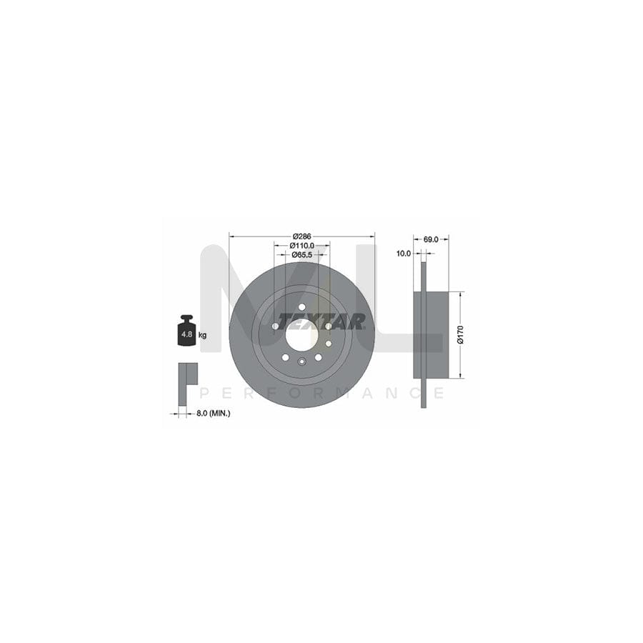 TEXTAR 92100200 Brake Disc for SAAB 9-5 Solid, without wheel hub, without wheel studs | Performance Parts Direct Car Parts