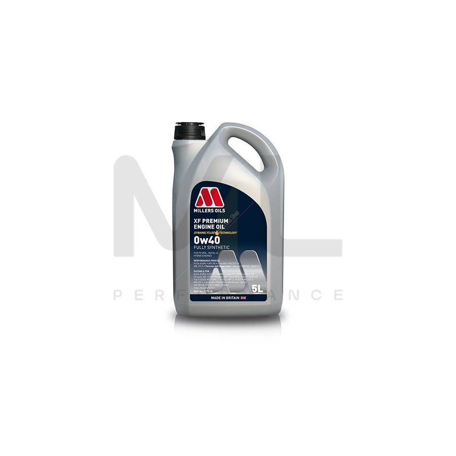 Millers Oils 7725GG XF Premium 0W-40 Fully Synthetic Engine Oil 5l