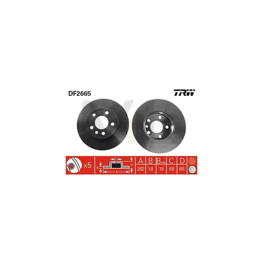 TRW DF2665 Brake Disc Solid, Painted | Performance Parts Direct Car Parts