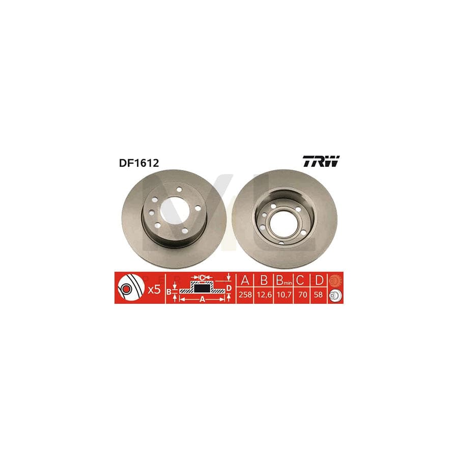 TRW DF1612 Brake Disc Solid | Performance Parts Direct Car Parts