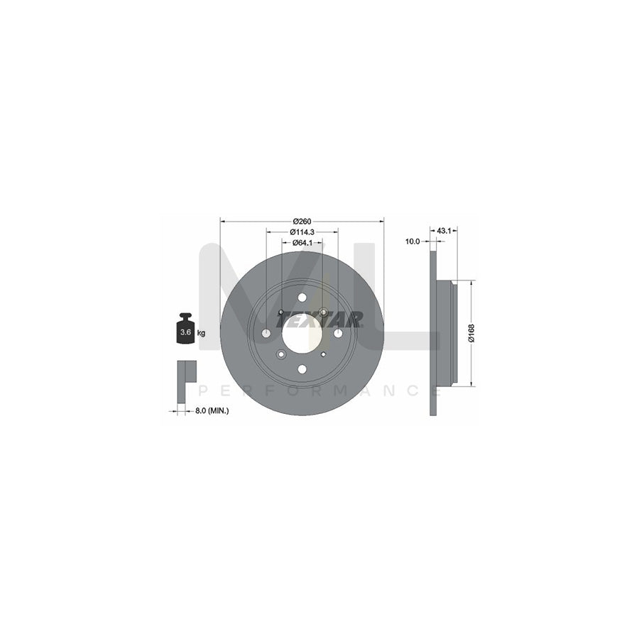 TEXTAR 92114300 Brake Disc Solid, without wheel hub, without wheel studs | Performance Parts Direct Car Parts