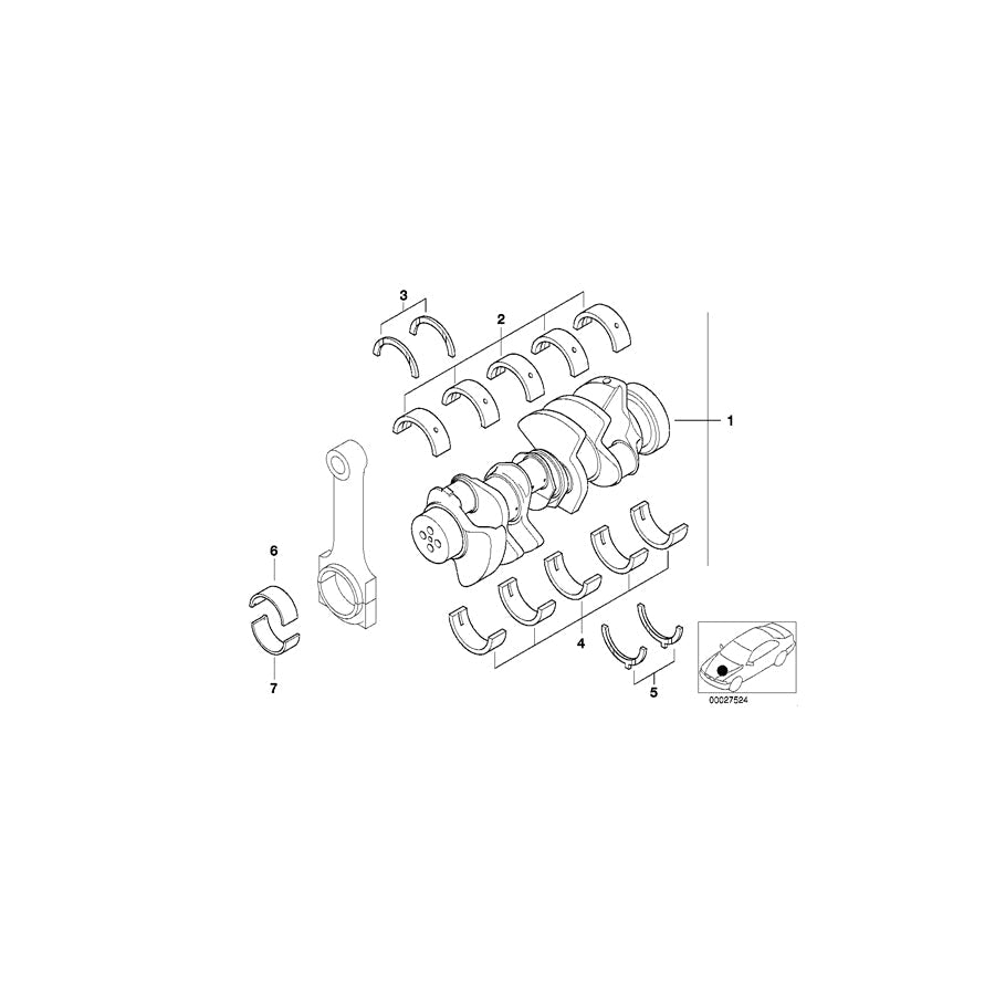 Genuine BMW 11210300284 E52 Crankshaft With Bearing Shells (Inc. ALPINA V8) |