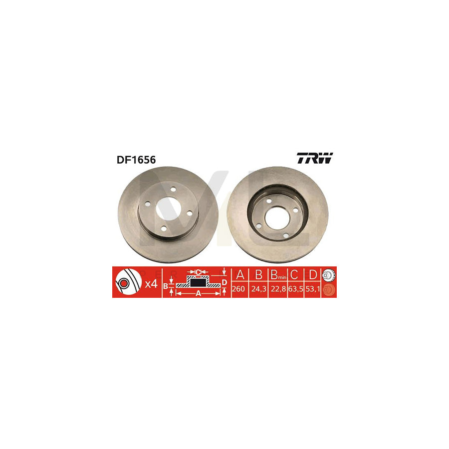 TRW DF1656 Brake Disc Vented | Performance Parts Direct Car Parts