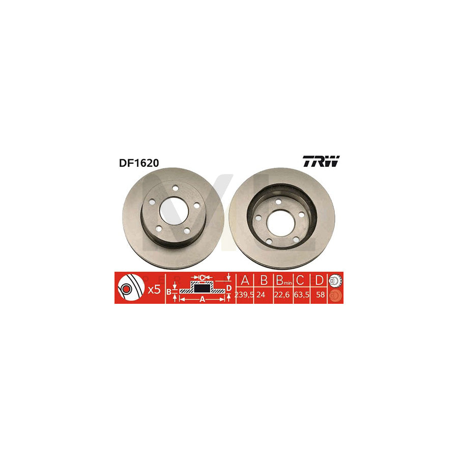 TRW DF1620 Brake Disc Vented | Performance Parts Direct Car Parts
