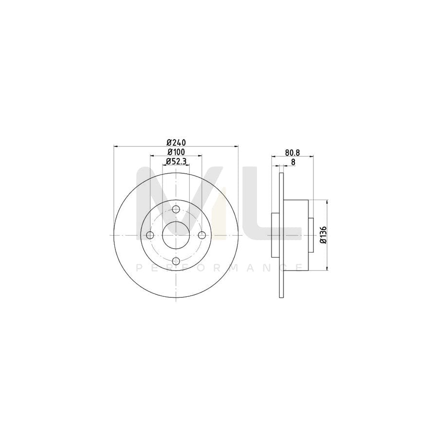 TEXTAR 92119300 Brake Disc Solid, with wheel hub, without wheel studs | Performance Parts Direct Car Parts