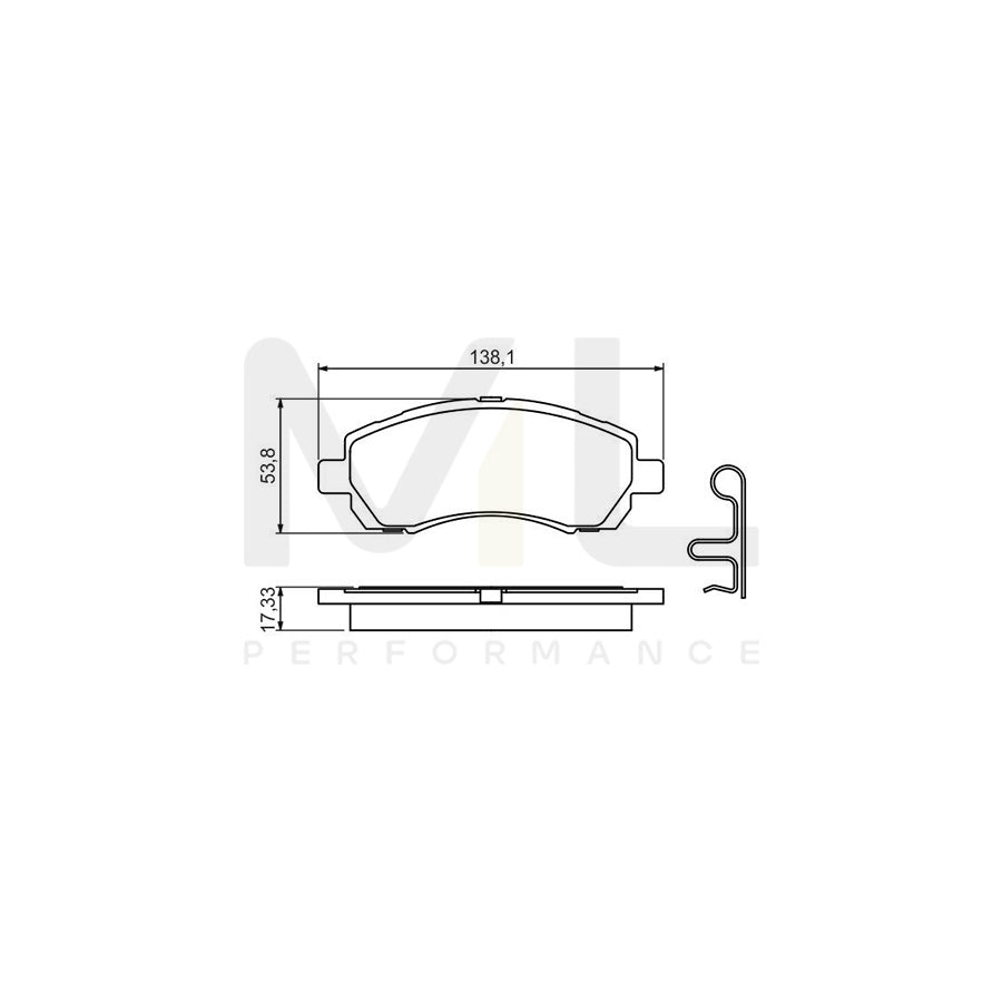 Bosch 0986424770 Brake Pad Set With Acoustic Wear Warning, With Anti-Squeak Plate BP476 | Performance Parts Direct Car Parts