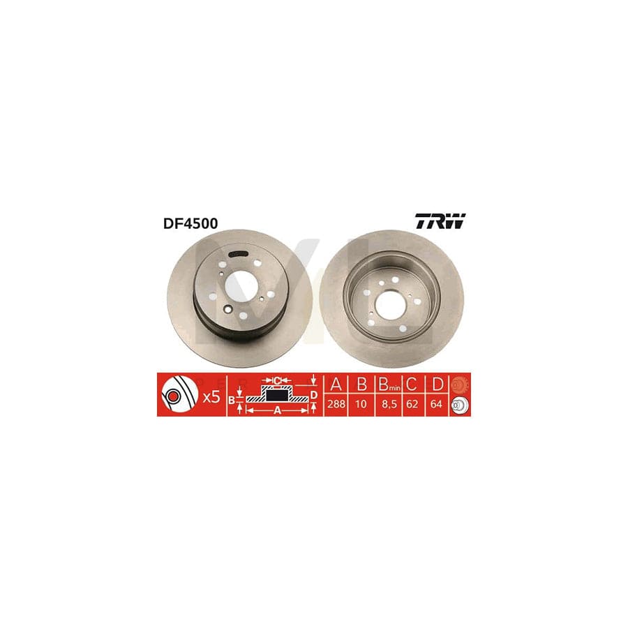 TRW DF4500 Brake Disc Solid, Painted | Performance Parts Direct Car Parts