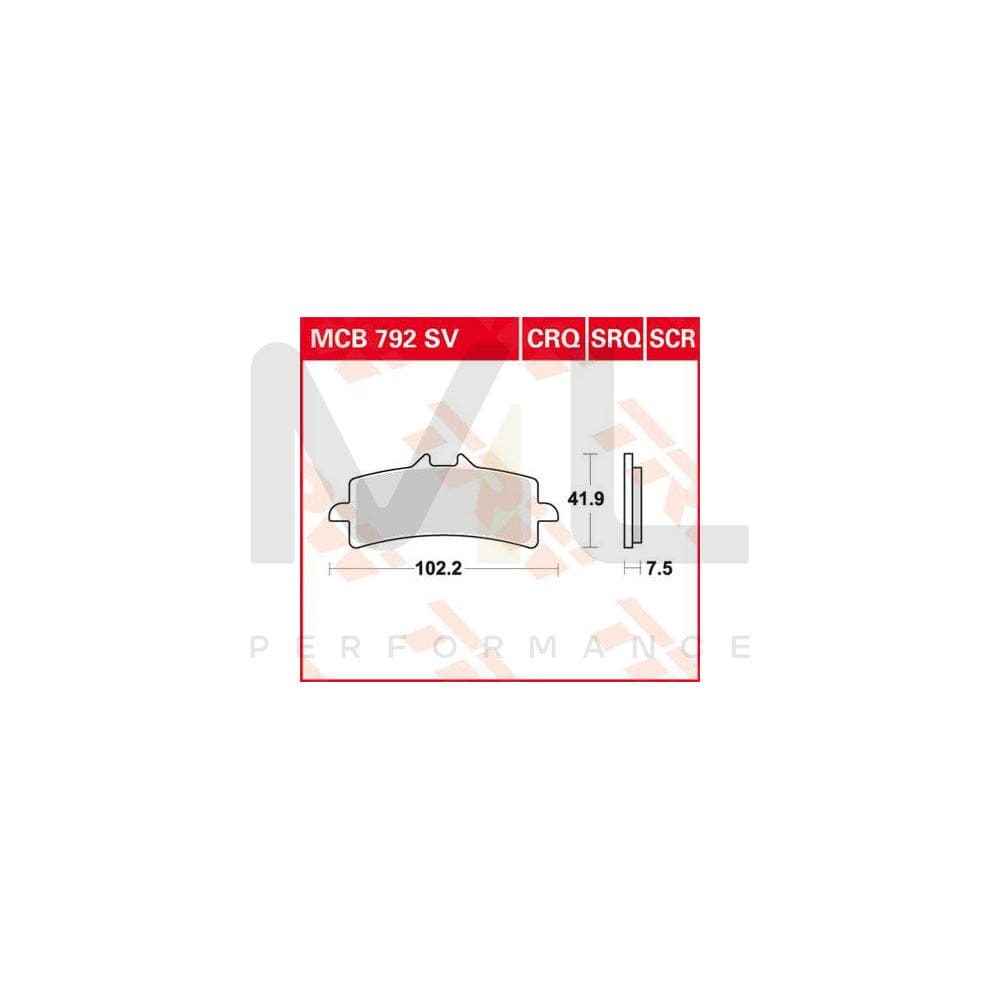 TRW Sinter Track Racing Mcb792Srq Brake Pad Set | Performance Parts Direct Car Parts