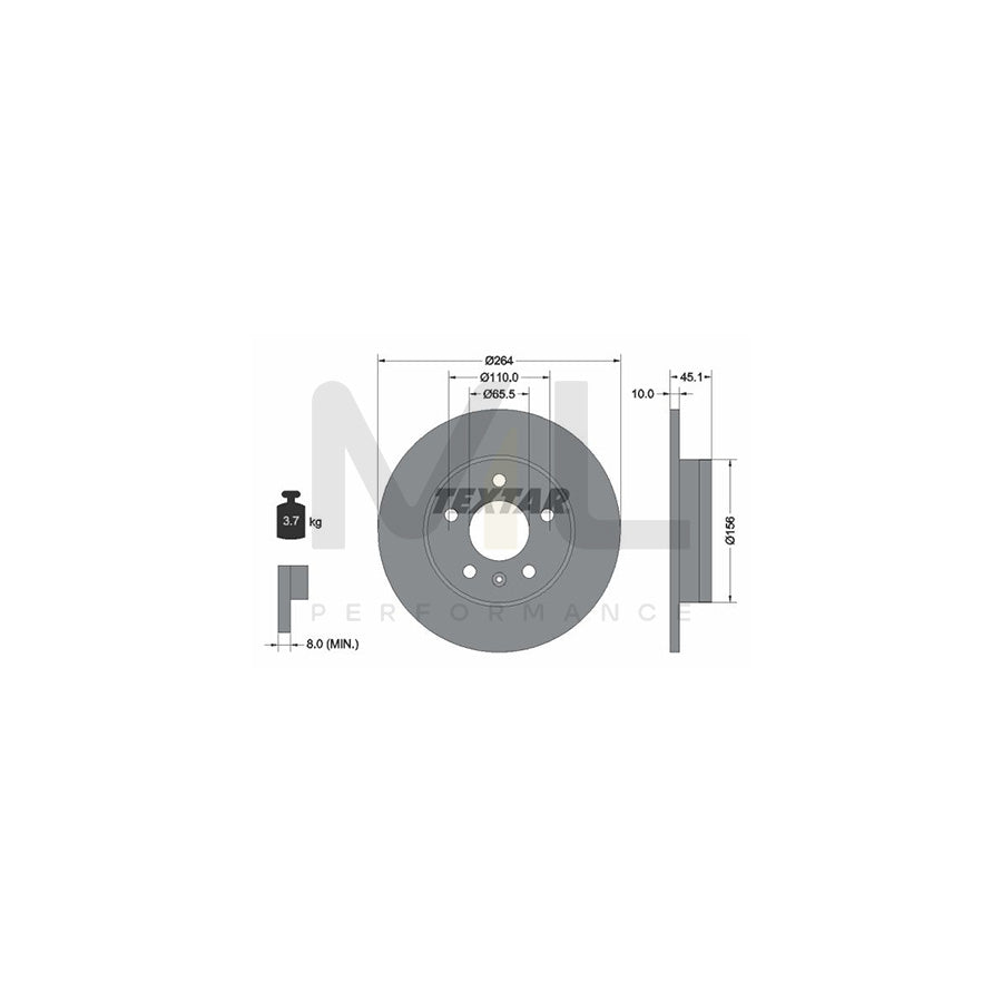 TEXTAR PRO 92277303 Brake Disc Solid, Coated, without wheel hub, without wheel studs | Performance Parts Direct Car Parts