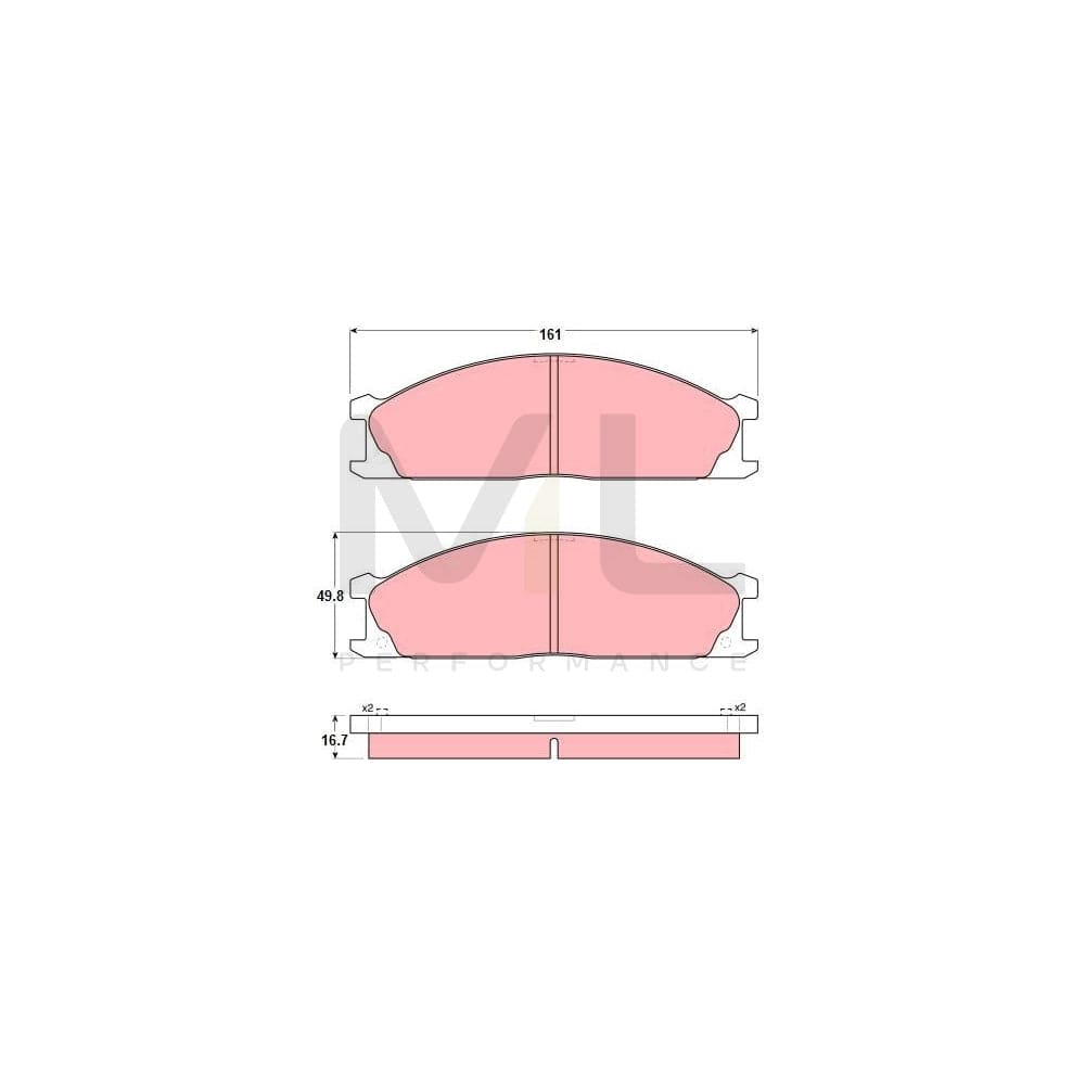 TRW Gdb1017 Brake Pad Set Not Prepared For Wear Indicator | Performance Parts Direct Car Parts