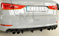 Rieger 00088158 Audi 8V A3 Rear Diffuser for Twin Tailpipe Left & Right - Glossy Black