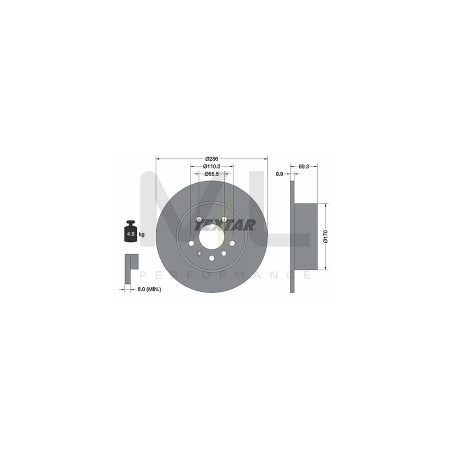 TEXTAR PRO 92075703 Brake Disc Solid, Coated, without wheel hub, without wheel studs | Performance Parts Direct Car Parts