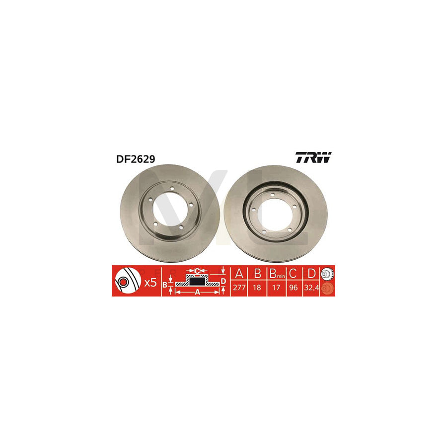 TRW DF2629 Brake Disc Vented | Performance Parts Direct Car Parts