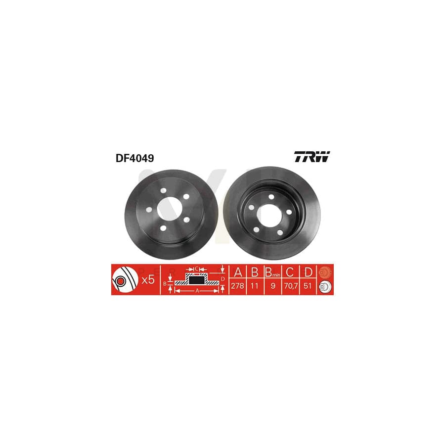 TRW DF4049 Brake Disc Solid, Painted | Performance Parts Direct Car Parts