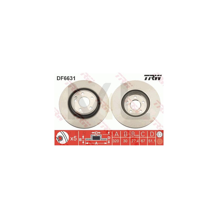 TRW DF6631 Brake Disc Vented, Painted | Performance Parts Direct Car Parts