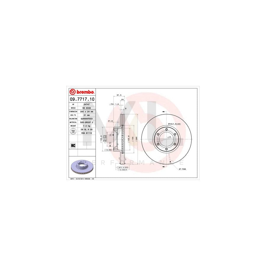 BREMBO 09.7717.10 Brake Disc Internally Vented  - 1 piece