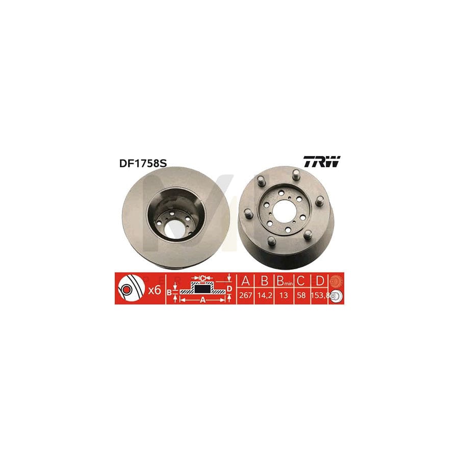 TRW DF1758S Brake Disc for IVECO Daily Solid, Painted | Performance Parts Direct Car Parts