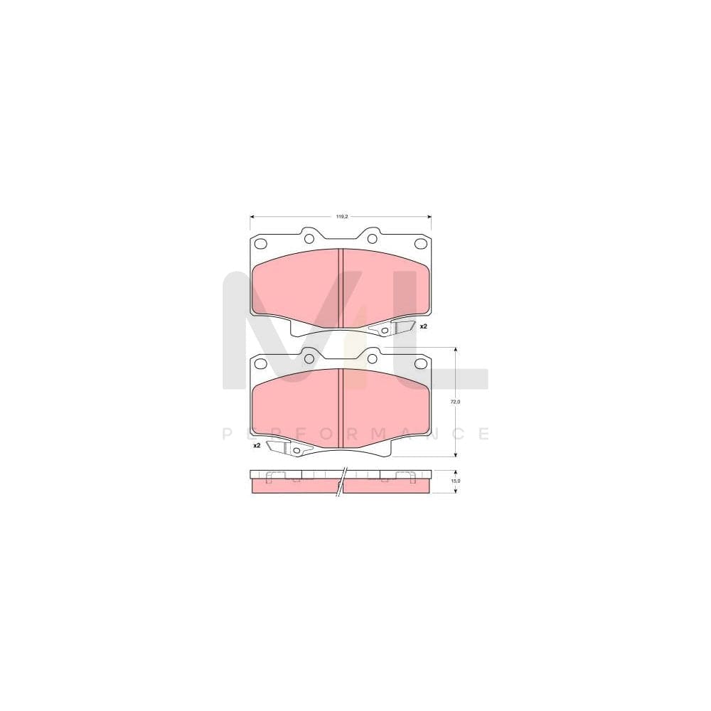 TRW Gdb1154 Brake Pad Set With Acoustic Wear Warning | Performance Parts Direct Car Parts