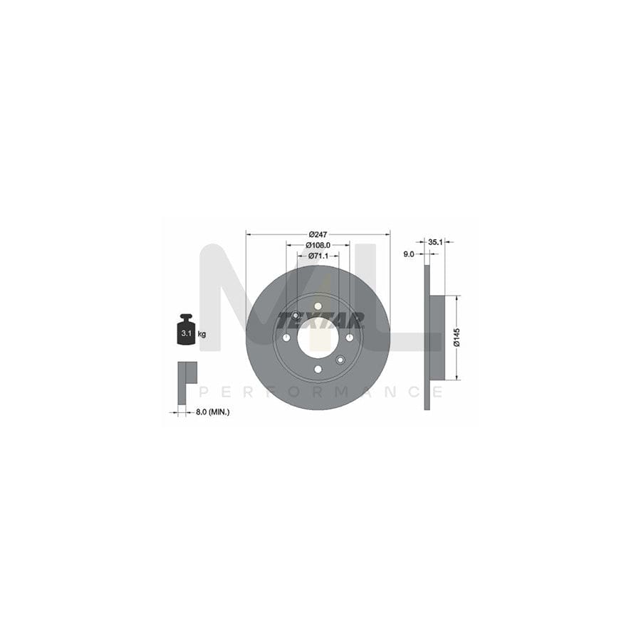 TEXTAR 92111700 Brake Disc Solid, without wheel hub, without wheel studs | Performance Parts Direct Car Parts
