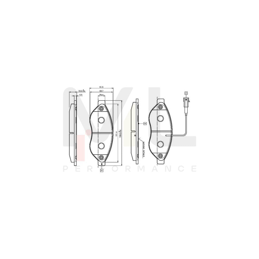 Bosch 0986Tb2944 Brake Pad Set Incl. Wear Warning Contact  | Performance Parts Direct Car Parts