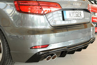 Rieger 00088180 Audi 8V A3 Rear Diffuser for Twin Tailpipe Left - Glossy Black