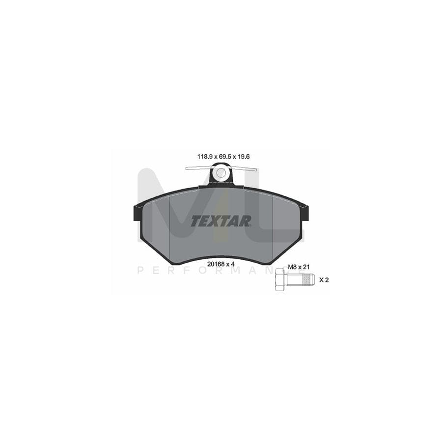 TEXTAR 2016804 Brake pad set not prepared for wear indicator, with brake caliper screws