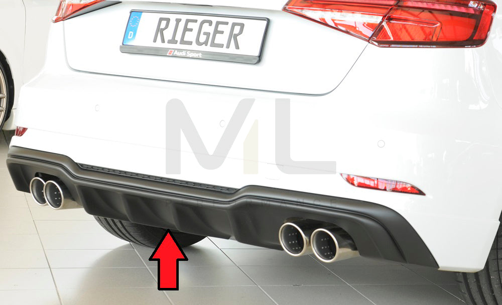 Rieger 00056822 Audi 8V A3 Rear Diffuser for Twin Tailpipe Left & Right -  Matte Black