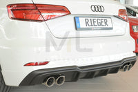 Rieger 00056822 Audi 8V A3 Rear Diffuser for Twin Tailpipe Left & Right -  Matte Black