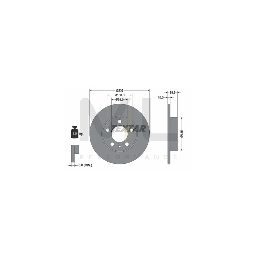 TEXTAR 92088700 Brake Disc Solid, without wheel hub, without wheel studs | Performance Parts Direct Car Parts