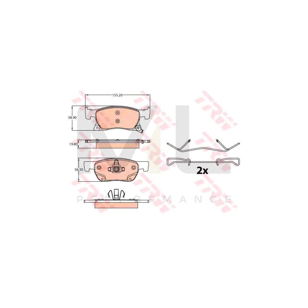 TRW Gdb2138 Brake Pad Set With Acoustic Wear Warning, With Accessories | Performance Parts Direct Car Parts