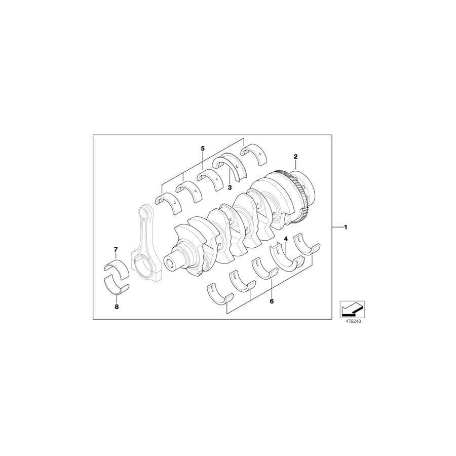 Genuine BMW 11217787754 E65 E87 E61 Guide-Bearing Shell Green 60,00mm (Inc. 530d, 120d & 118d)
