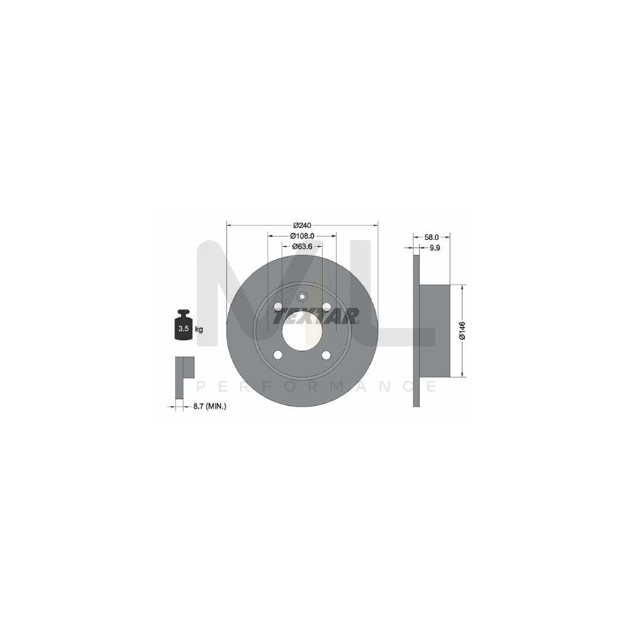 TEXTAR 92023000 Brake Disc Solid, without wheel hub, without wheel studs | Performance Parts Direct Car Parts
