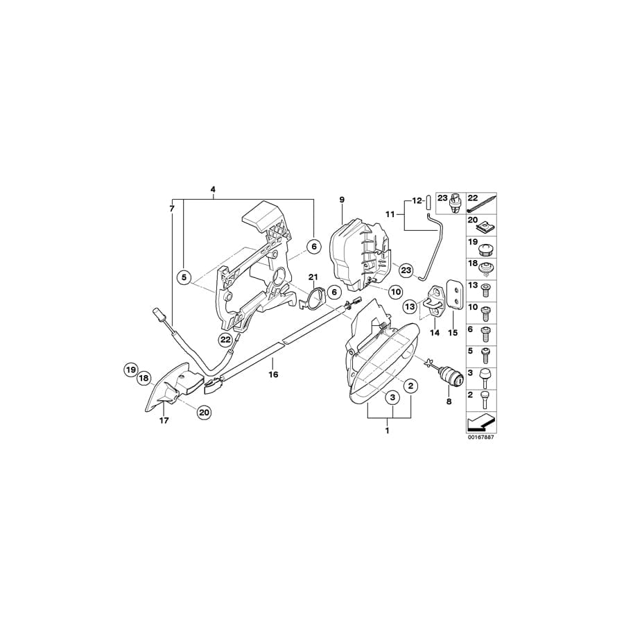 Genuine BMW 51217197319 E85 E86 Lock With Code, Left (Inc. Z4)