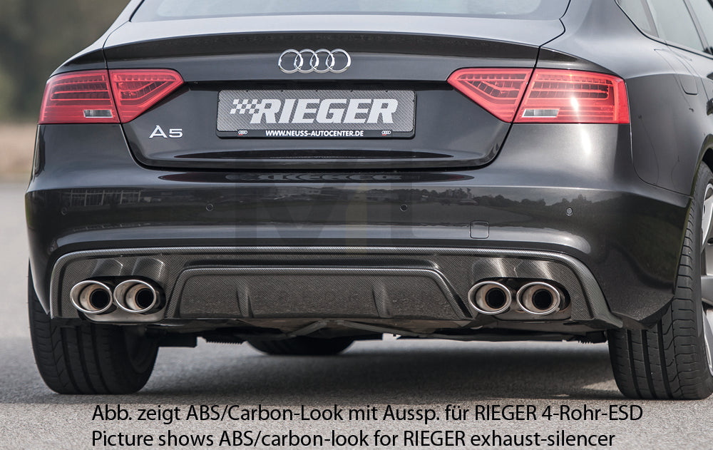 Rieger 00088041 Audi B8 B81 A5 Rear Diffuser for Original Twin Tailpipe Left - Glossy Black