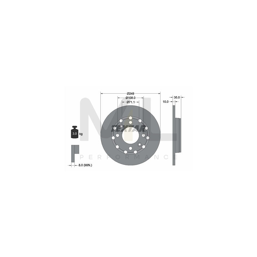 TEXTAR 92325803 Brake Disc Solid, Coated, without wheel hub, without wheel studs | Performance Parts Direct Car Parts