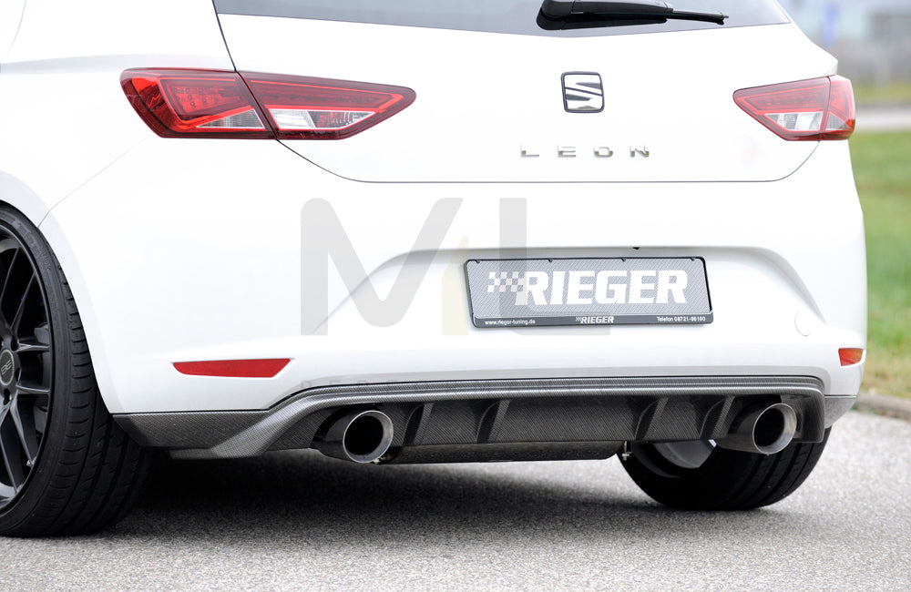 Rieger 00099274 SEAT 5F Leon Rear Diffuser for Sport Tailpipe Left & Right - Carbon-Look