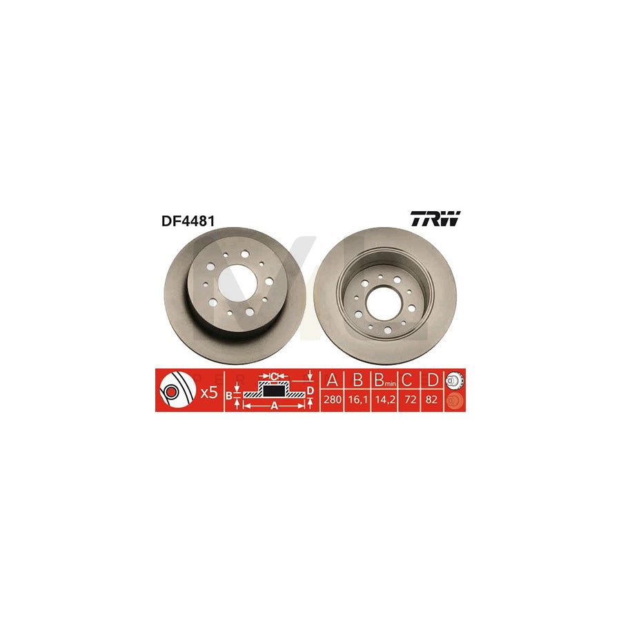 TRW DF4481 Brake Disc Solid, Painted | Performance Parts Direct Car Parts