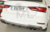 Rieger 00099615 Audi 8V S3 Rear Diffuser for Original Twin Tailpipe Left & Right - Carbon-Look