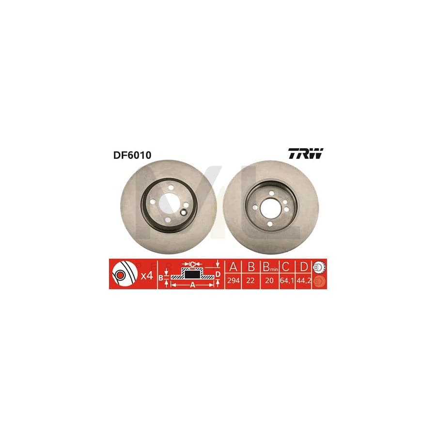 TRW DF6010 Brake Disc Vented | Performance Parts Direct Car Parts