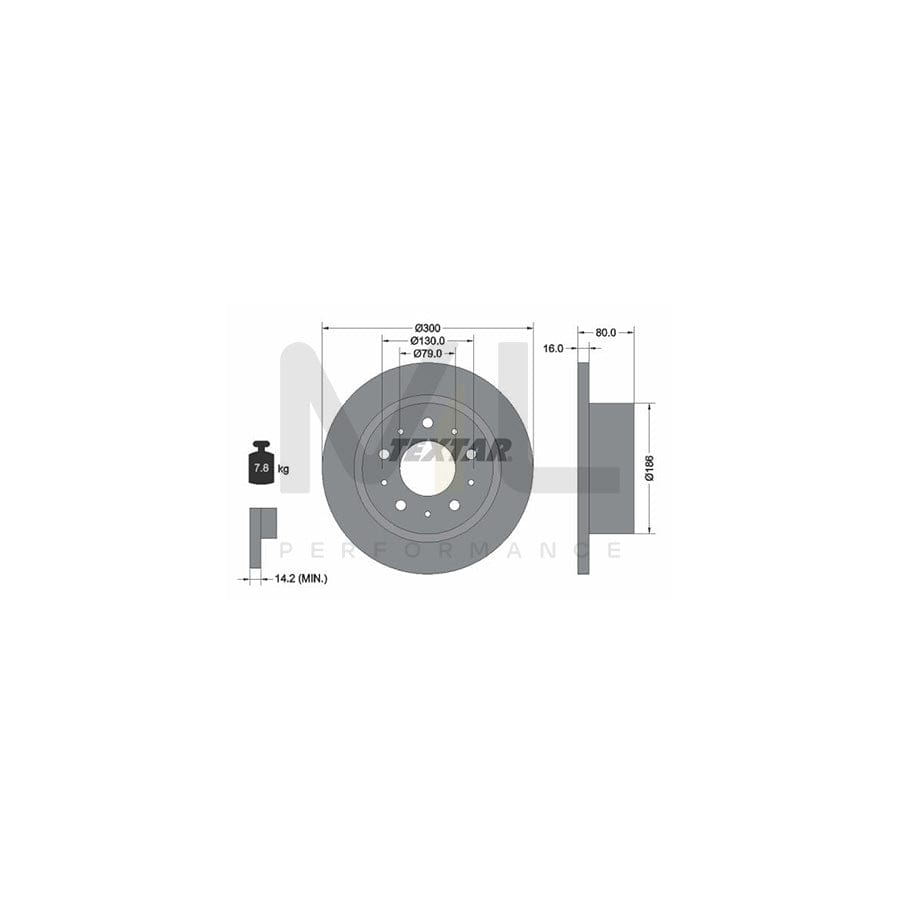 TEXTAR 92157600 Brake Disc Solid, without wheel hub, without wheel studs | Performance Parts Direct Car Parts