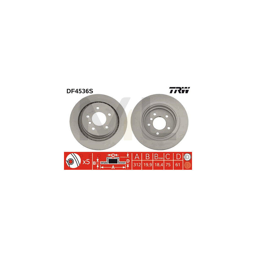 TRW DF4536S Brake Disc Vented, Painted | Performance Parts Direct Car Parts
