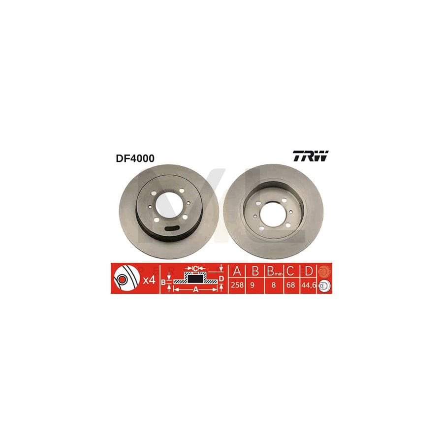 TRW DF4000 Brake Disc Solid, Painted | Performance Parts Direct Car Parts