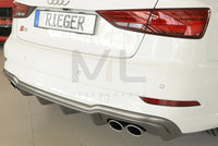 Rieger 00099615 Audi 8V S3 Rear Diffuser for Original Twin Tailpipe Left & Right - Carbon-Look