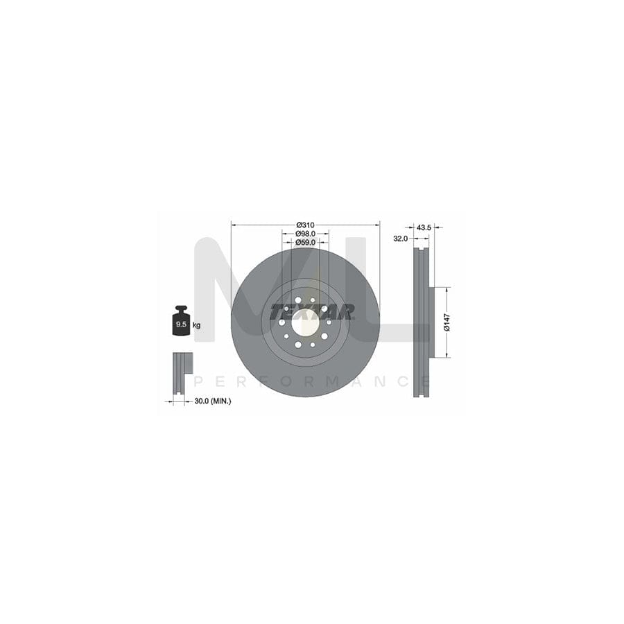 TEXTAR 92118100 Brake Disc Internally Vented, without wheel hub, without wheel studs | Performance Parts Direct Car Parts