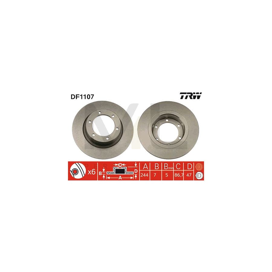 TRW DF1107 Brake Disc Solid, Painted | Performance Parts Direct Car Parts
