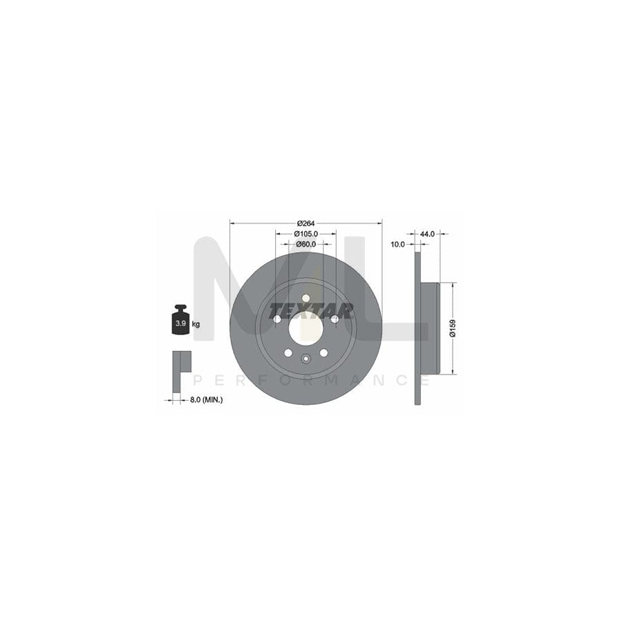 TEXTAR PRO 92275303 Brake Disc Solid, Coated, without wheel hub, without wheel studs | Performance Parts Direct Car Parts