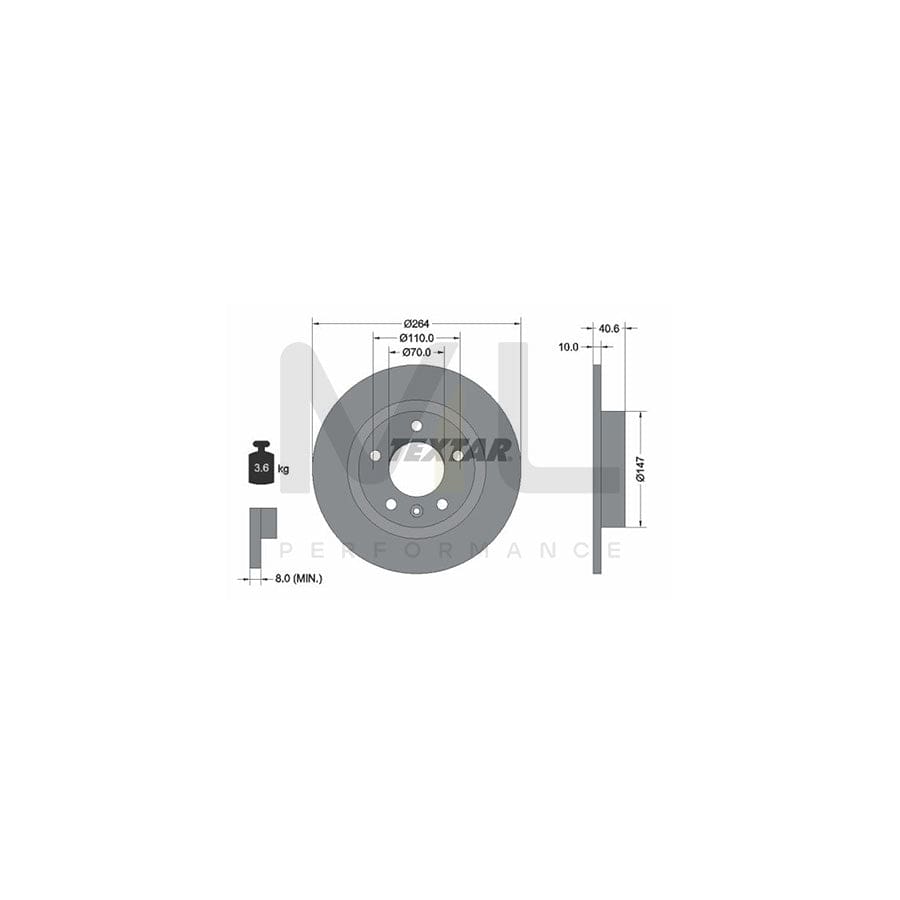 TEXTAR PRO 92186403 Brake Disc Solid, Coated, without wheel hub, without wheel studs | Performance Parts Direct Car Parts