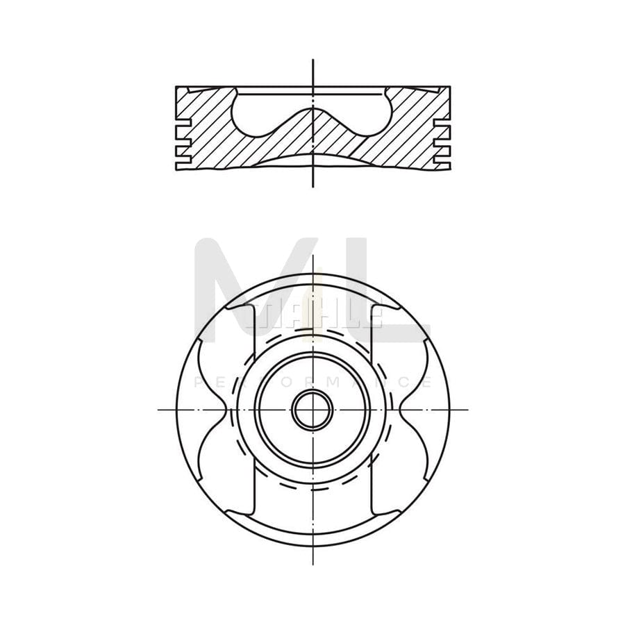 MAHLE ORIGINAL 004 02 00 Piston 86,0 mm, Pitman Arm to front axle, Pitman arm to intermediate arm 1, Steering control arm 2 to steering bell crank 3, Steering control arm 3 to front axle 2, with piston ring carrier, without cooling duct | Performance Parts DirectCar Parts